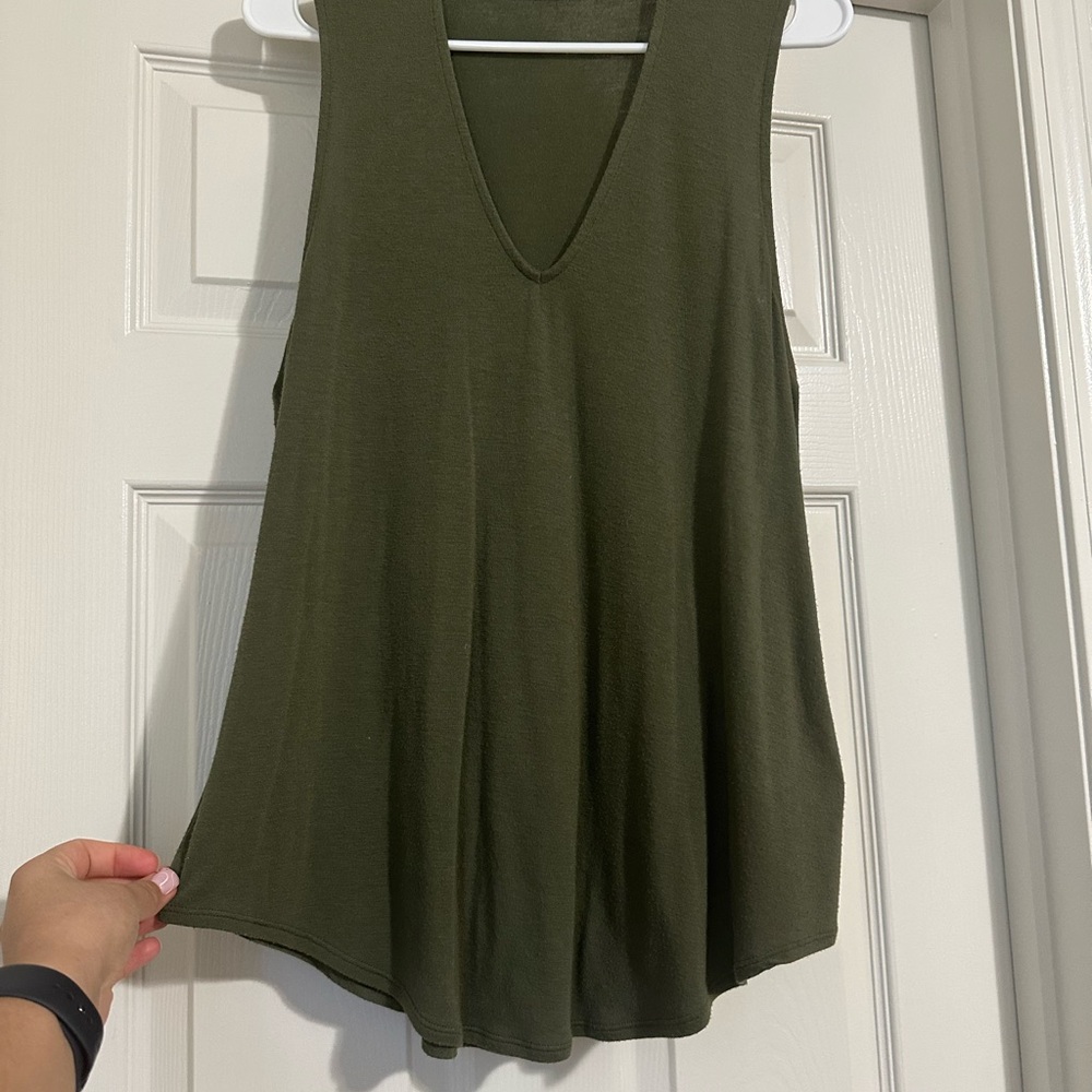 Express Deep V-Neck Olive Tank Top